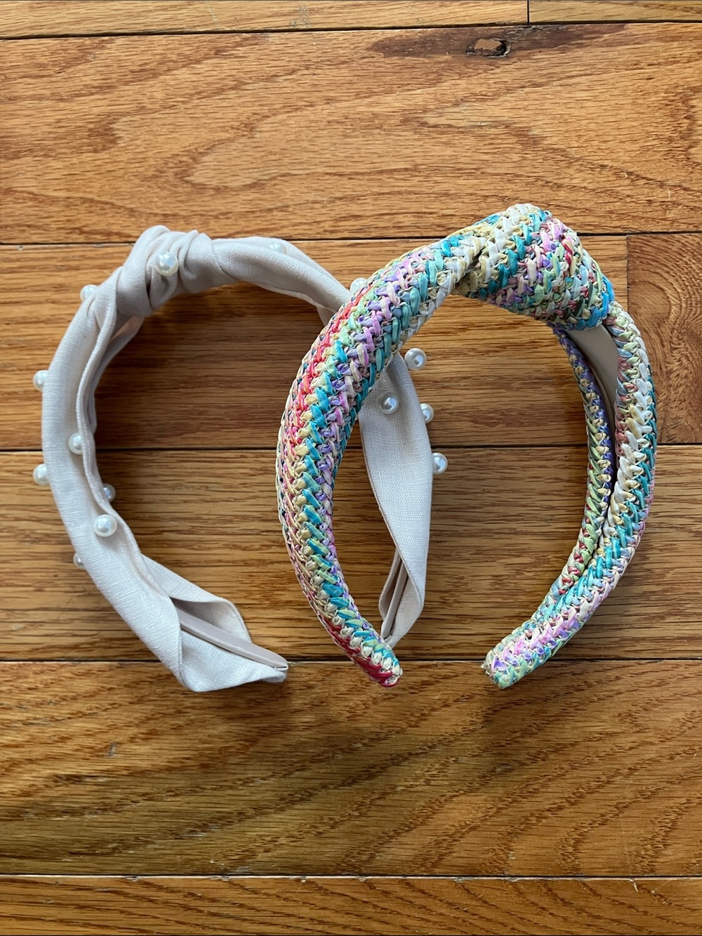 Bundle of 2 J. Crew Factory Women’s Headbands - Cream w/ Pearls and Multicolored
